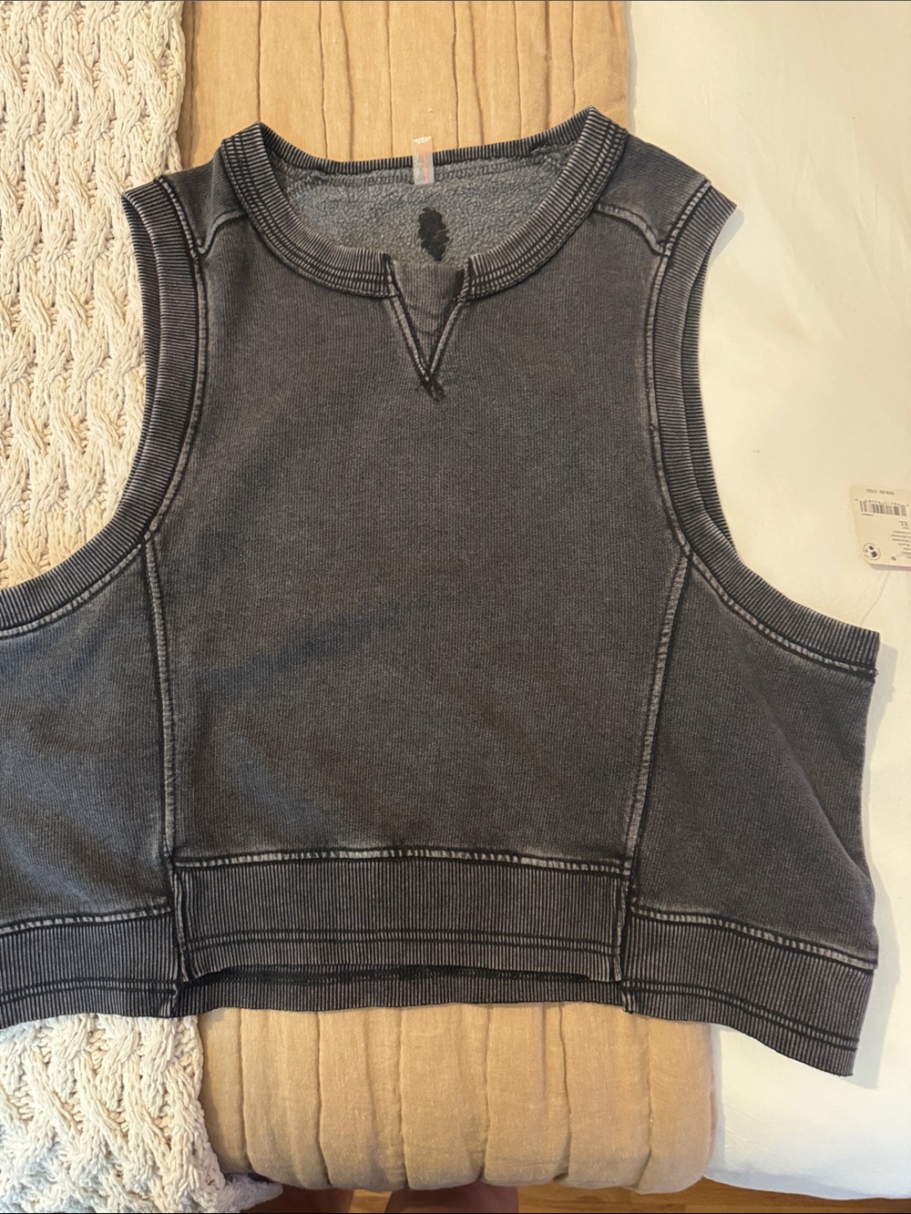 NWT FP Movement by Free People Washed Black Sleeveless Crop Tank